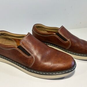 Johnston & Murphy Boys Leather Slip-On Shoes Size 3M Brown Casual Dress